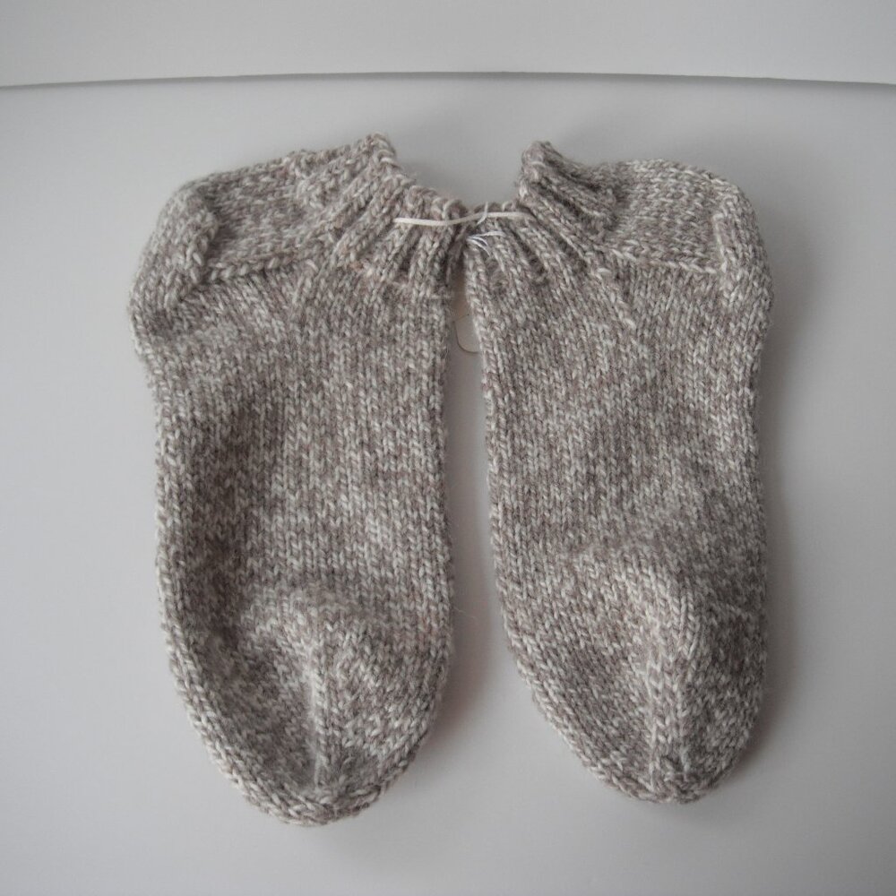 Handmade Knit Thick Wool Blend Socks Size Mens M/L - Womens XL Unisex Adult Gray